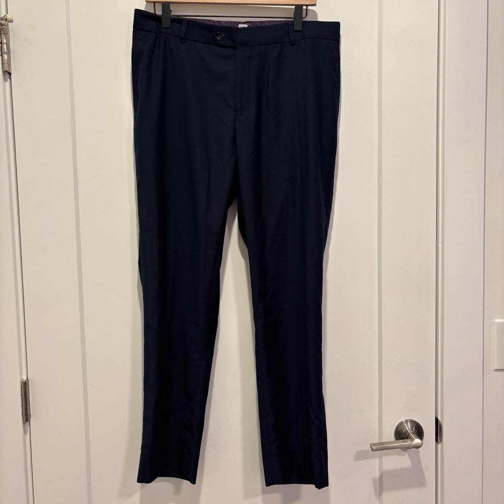 T.O. Collection Mens Navy Blue Dress Pants Flat Front Trousers‎ 20H 33x28